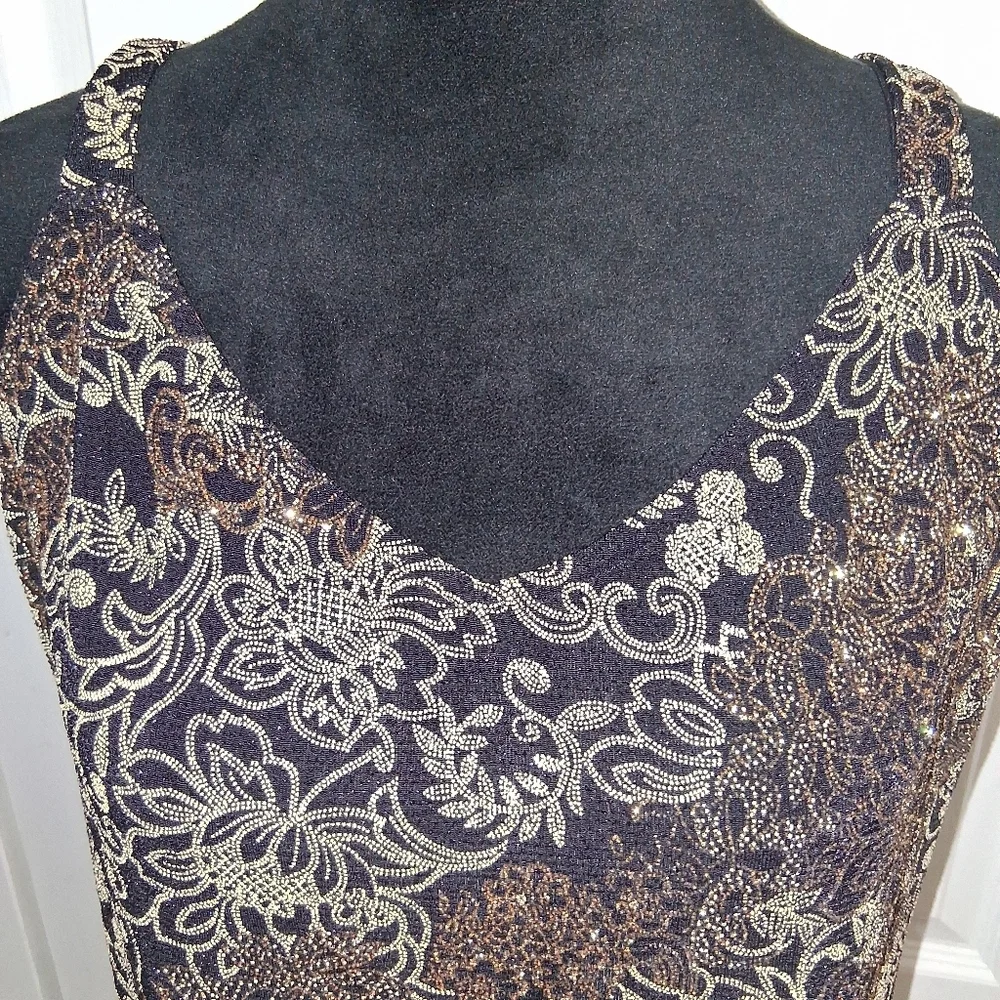 Vintage Alex Evenings Formal Black & Gold Top